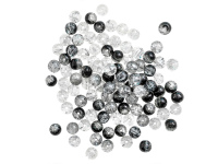 Karoliukai balto-juodo-pilko stiklo 8mm, 100vnt