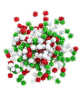 Poliesterio dekoratyviniai burbuliukai, raudoni, balti ir žali, 200 vnt.