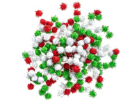 Poliesterio burbuliukai raudoni+balti+žali 200vnt