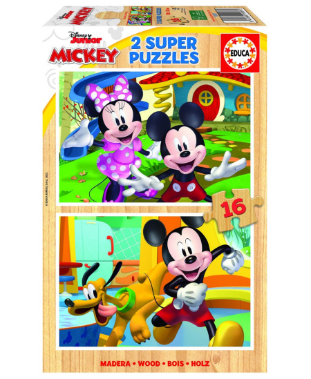 2 medinės dėlionės EDUCA Mickey ir Minnie, 2x16 detalių