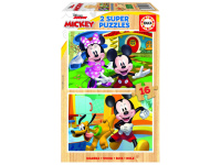2 dėlionės (puzzle) medinės 2x16 MICKEY ir MINNIE 3-4metų