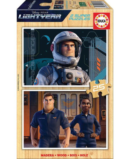 2 medinės dėlionės EDUCA Lightyear, 2x25 detalių