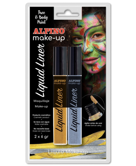 Veido dažai ALPINO Liquid Liner, auksiniai ir sidabriniai