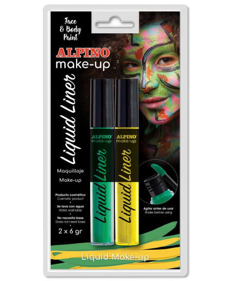 Veido dažai ALPINO Liquid Liner, geltoni ir žali