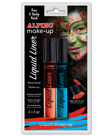 Veido dažai ALPINO Liquid Liner, mėlyni ir raudoni