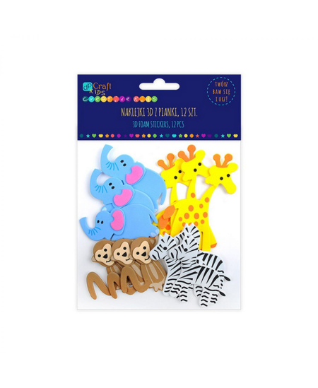 Lipdukai 3D iš putų Safari Žvėrys, 12 vnt.