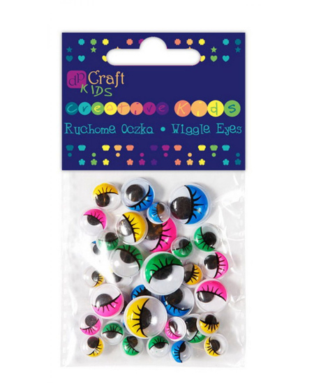 Judančios akys su blakstienomis, įvairių spalvų, 36 vnt.