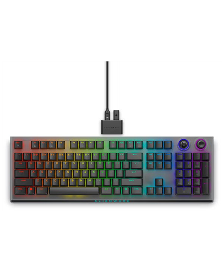 Dell Alienware Tri-Mode AW920K Wireless Gaming Keyboard, RGB LED light, US, Wireless, Dark Side of the Moon, Bluetooth, Numeric 