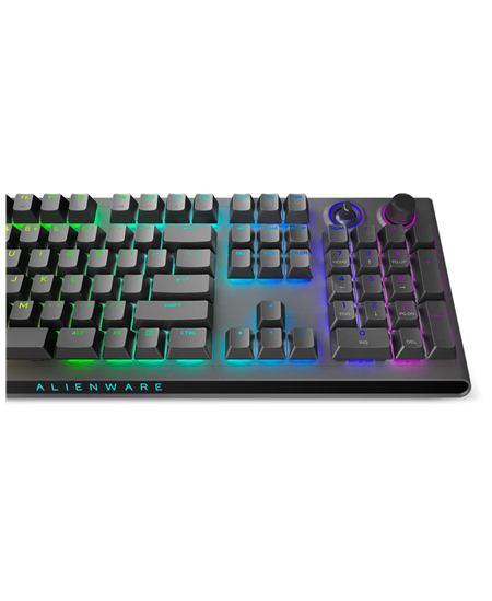Dell Alienware Tri-Mode AW920K Wireless Gaming Keyboard, RGB LED light, US, Wireless, Dark Side of the Moon, Bluetooth, Numeric 