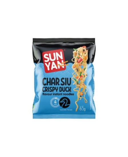 Greitai paruošiami makaronai SUN YAN traškios antienos Char Siu skonio pakelyje, 65g