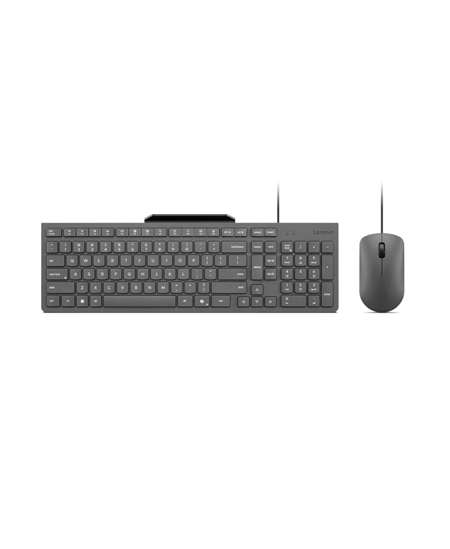 Lenovo Accessories 310 USB-A Wired Combo - US English | Lenovo Keyboard and Mouse | Wired with Phone holder | EN