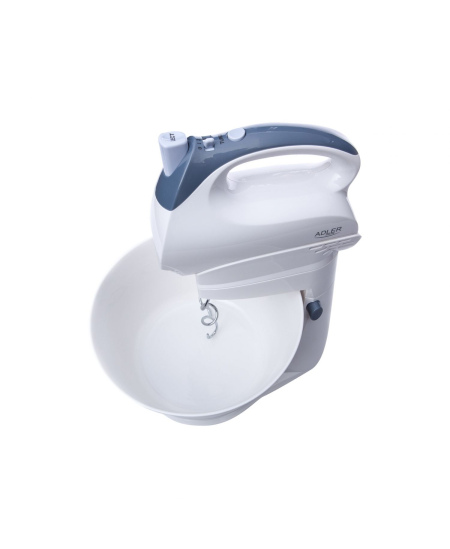 Adler Mixer AD 4202 Mixer with bowl, 300 W, Number of speeds 5, Turbo mode, White