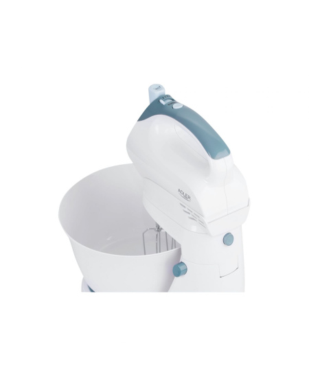 Adler Mixer AD 4202 Mixer with bowl, 300 W, Number of speeds 5, Turbo mode, White