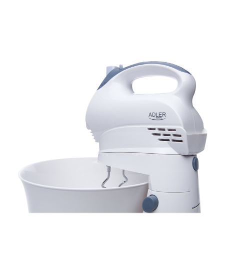 Adler Mixer AD 4202 Mixer with bowl, 300 W, Number of speeds 5, Turbo mode, White