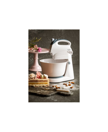 Adler Mixer AD 4202 Mixer with bowl, 300 W, Number of speeds 5, Turbo mode, White