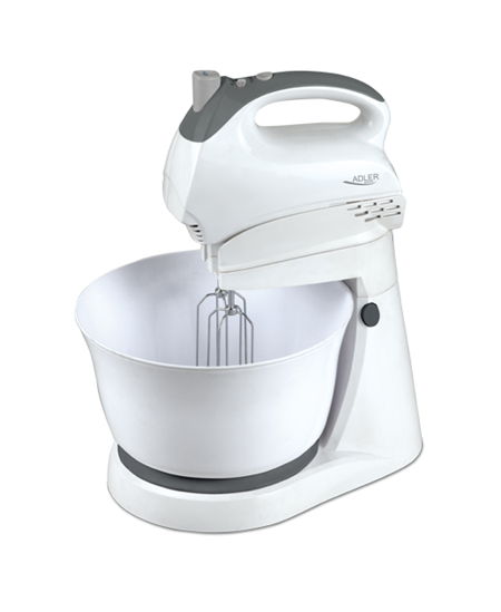 Adler Mixer AD 4202 Mixer with bowl, 300 W, Number of speeds 5, Turbo mode, White