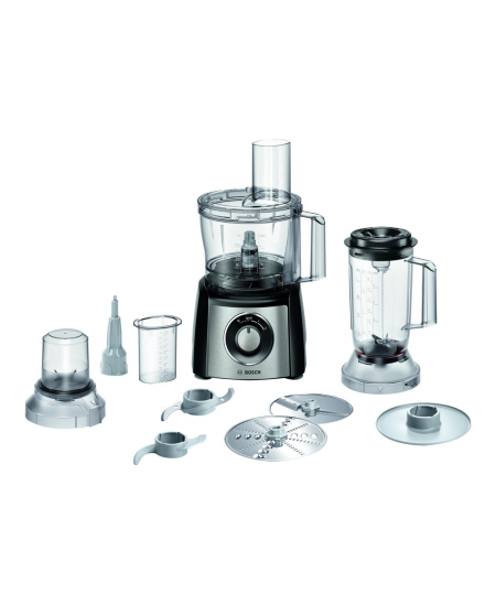Bosch | Food Processor MultiTalent 3 Plus | MCM3PM386 | 900 W | Number of speeds 2 | Bowl capacity 2.3 L | Black/Stainless steel
