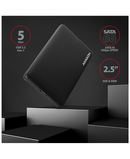 AXAGON Screwless USB 3.2 Gen 1 - SATA 6G external box for 2.5" SSD/HDD | EE25-SL