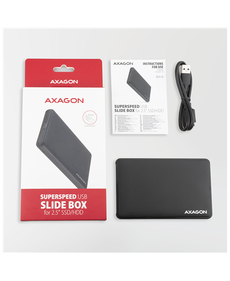 AXAGON Screwless USB 3.2 Gen 1 - SATA 6G external box for 2.5" SSD/HDD | EE25-SL