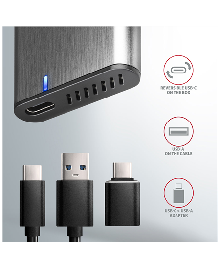 AXAGON External USB-C 3.2 Gen 2 metal box for M.2 NVMe & SATA SSD disks | EEM2-SG2