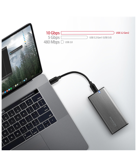 AXAGON External USB-C 3.2 Gen 2 metal box for M.2 NVMe & SATA SSD disks | EEM2-SG2