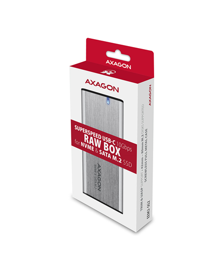 AXAGON External USB-C 3.2 Gen 2 metal box for M.2 NVMe & SATA SSD disks | EEM2-SG2