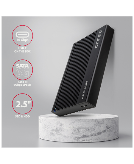 AXAGON USB-C 10Gbps RIBBED Box | EE25-GTR