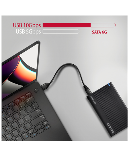 AXAGON USB-C 10Gbps RIBBED Box | EE25-GTR