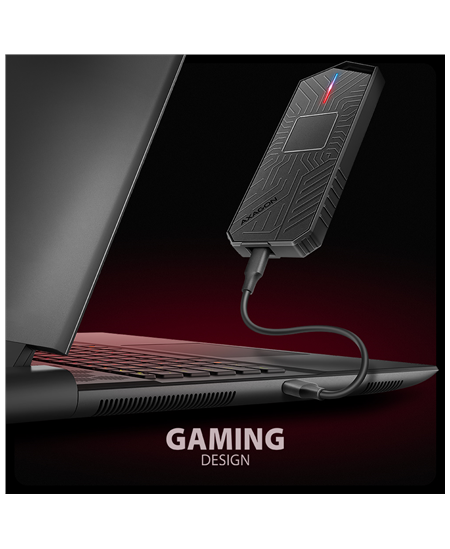AXAGON USB-C 10Gbps - M.2 NVMe and SATA SSD GAME M.2 box | EEM2-GAM