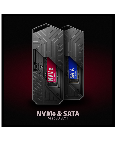 AXAGON USB-C 10Gbps - M.2 NVMe and SATA SSD GAME M.2 box | EEM2-GAM