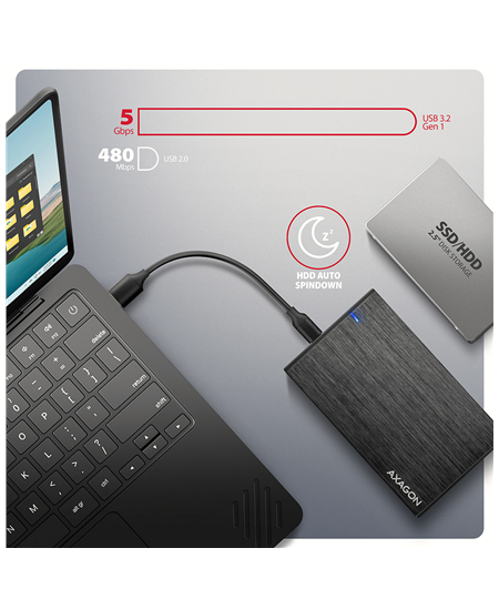 AXAGON USB-C 5Gbps - SATA 6G external box for 2.5" SSD/HDD | EE25-XA6C