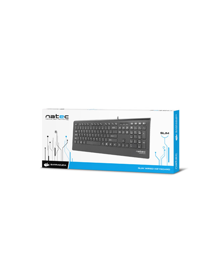 Natec Keyboard, Barracuda, US Layout, Slim | Natec | Keyboard | Barracuda | Standard | Wired | US | Black | 529 g