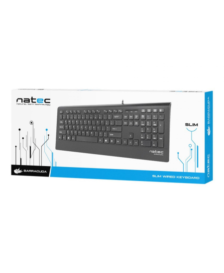 Natec Keyboard, Barracuda, US Layout, Slim | Natec | Keyboard | Barracuda | Standard | Wired | US | Black | 529 g