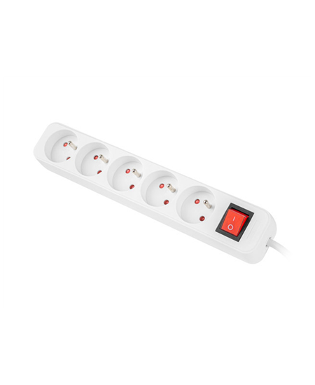 Lanberg Cable Power Strip, 5X French Outlets with Switch, Quality-Grade Copper, 3 m | PS1-05E-0300-W