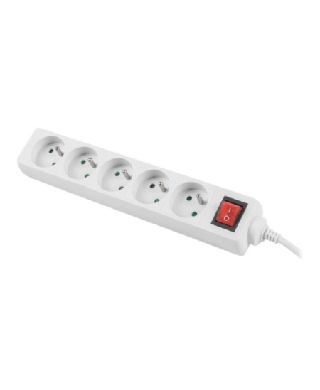 Lanberg Cable Power Strip, 5X French Outlets with Switch, Quality-Grade Copper, 3 m | PS1-05E-0300-W