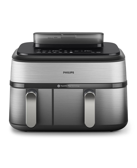 Philips Dual Basket Airfryer | NA555/00 5000 series | Power 2750 W | Capacity 9 L | RapidAir Plus | Silver