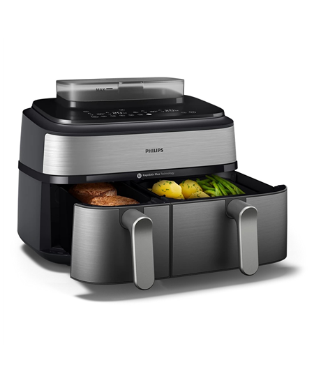 Philips Dual Basket Airfryer | NA555/00 5000 series | Power 2750 W | Capacity 9 L | RapidAir Plus | Silver