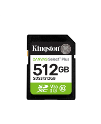 Kingston Canvas Select Plus | 512 GB | SD | Flash memory class Class 10, UHS-I, U1/U3, Video Class 10/30