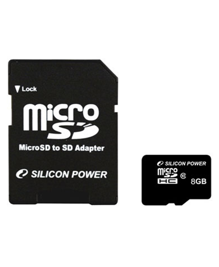 Silicon Power 8 GB, MicroSDHC, Flash memory class 10, SD adapter
