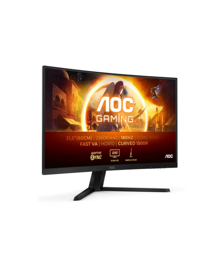 AOC | CQ32G4VE | 31.5 " | VA | QHD | 16:9 | 180 Hz | 1 ms | 2560 x 1440 pixels | 300 cd/m² | HDMI ports quantity 2