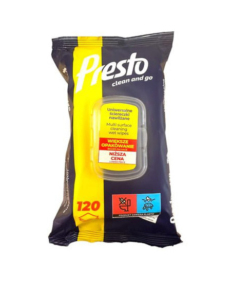 Drėgnos servetėlės PRESTO Maxi Pack, 120 vnt.