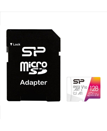 Silicon Power microSDHC UHS-I Memory Card Elite 128 GB, microSDHC/SDXC, Flash memory class 10