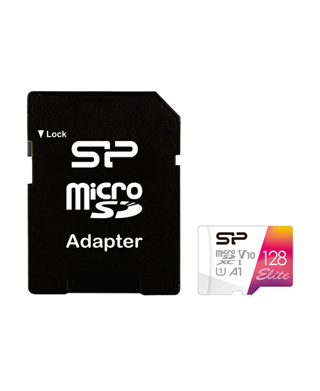 Silicon Power microSDHC UHS-I Memory Card Elite 128 GB, microSDHC/SDXC, Flash memory class 10