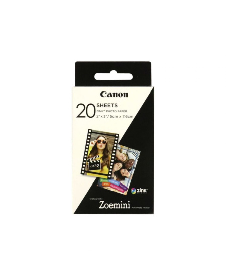 Canon 20 sheets ZP-2030 Photo Paper, White, 5 x 7.6 cm