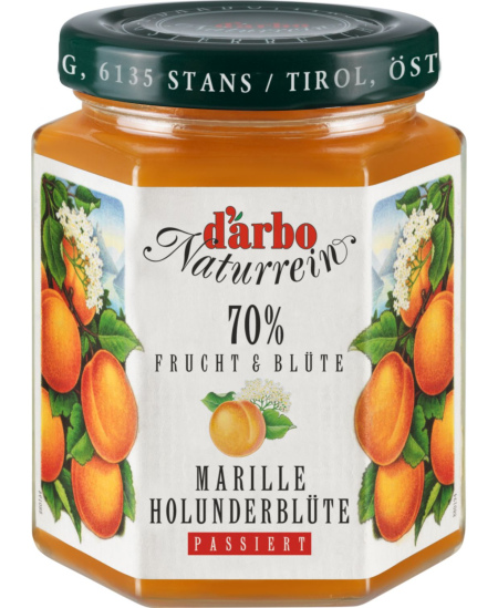 Abrikosų ir baltojo šeivamedžio žiedų džemas D'ARBO, 70%, 200 g