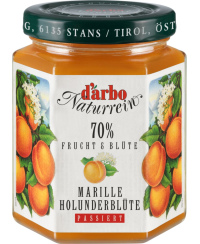 Abrikosų ir baltojo šeivamedžio žiedų džemas D'ARBO, 70%, 200 g