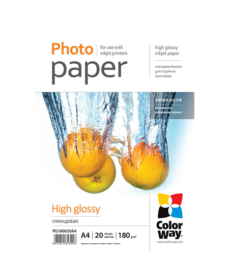 Photo Paper 20 pcs. | PG180020A4 | White | 180 g/m² | A4 | Glossy