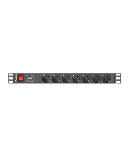 Lanberg Power Distribution unit (PDU) 19" 1U 16A 2m 7X Schuko oulets | PDU-07F-0200-BK