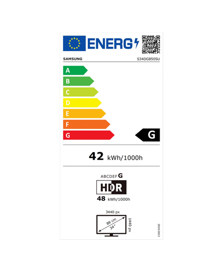 Samsung | LS34DG850SUXDU | 34 " | OLED | 21:9 | 175 Hz | 0.03 ms | 3440 x 1440 pixels | HDMI ports quantity 2 | Silver