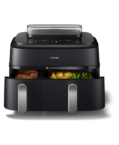 Philips | Dual Basket Airfryer | NA551/00 5000 Series | Power 2750 W | Capacity 9 L | RapidAir Plus and Air Steam | Black